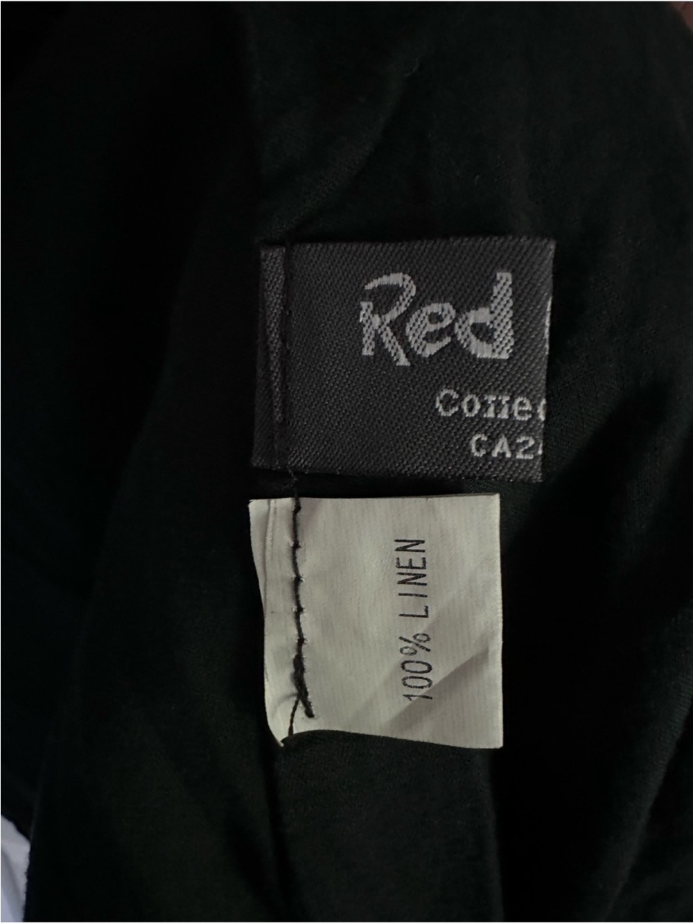Size L Red Coral Women’s Black 100% Linen Hooded Lagenlook Jacket Tunic - Picture 9 of 9